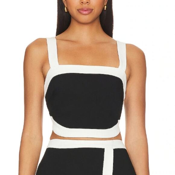 Amanda Uprichard Porsha Top in Black & Ivory - Picture 1 of 9